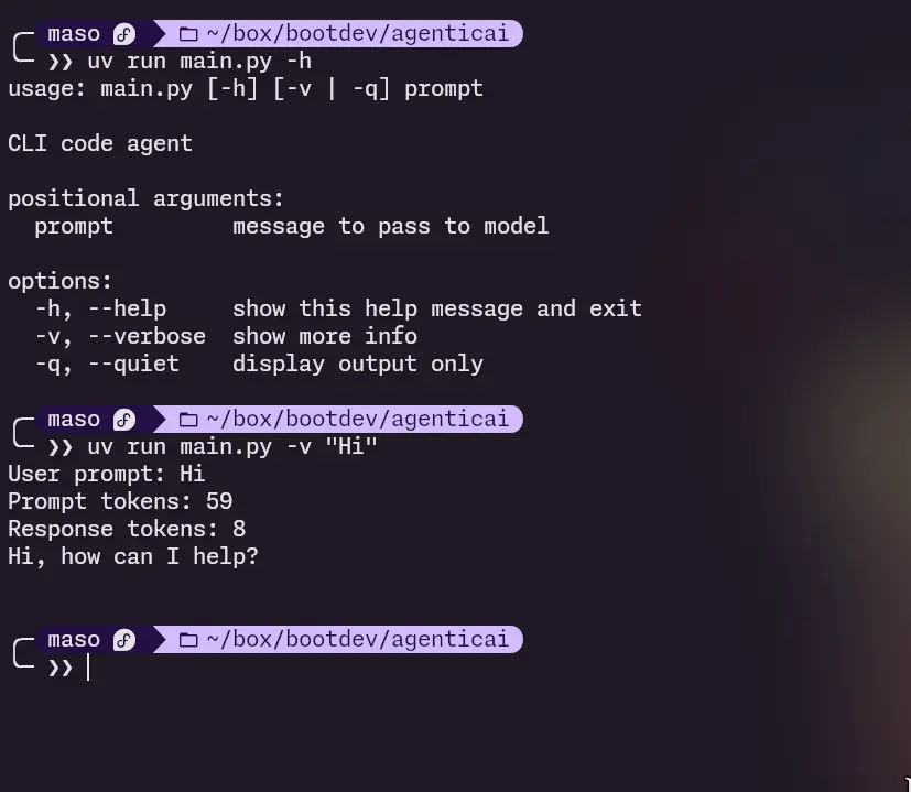 Screenshot of AI Agent