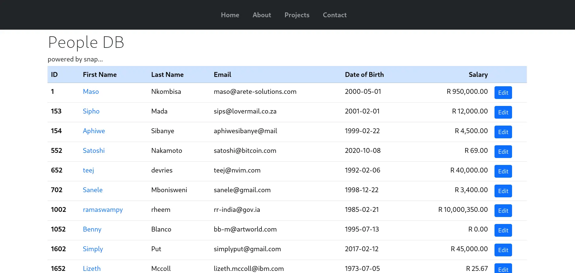 Screenshot of Java Web App